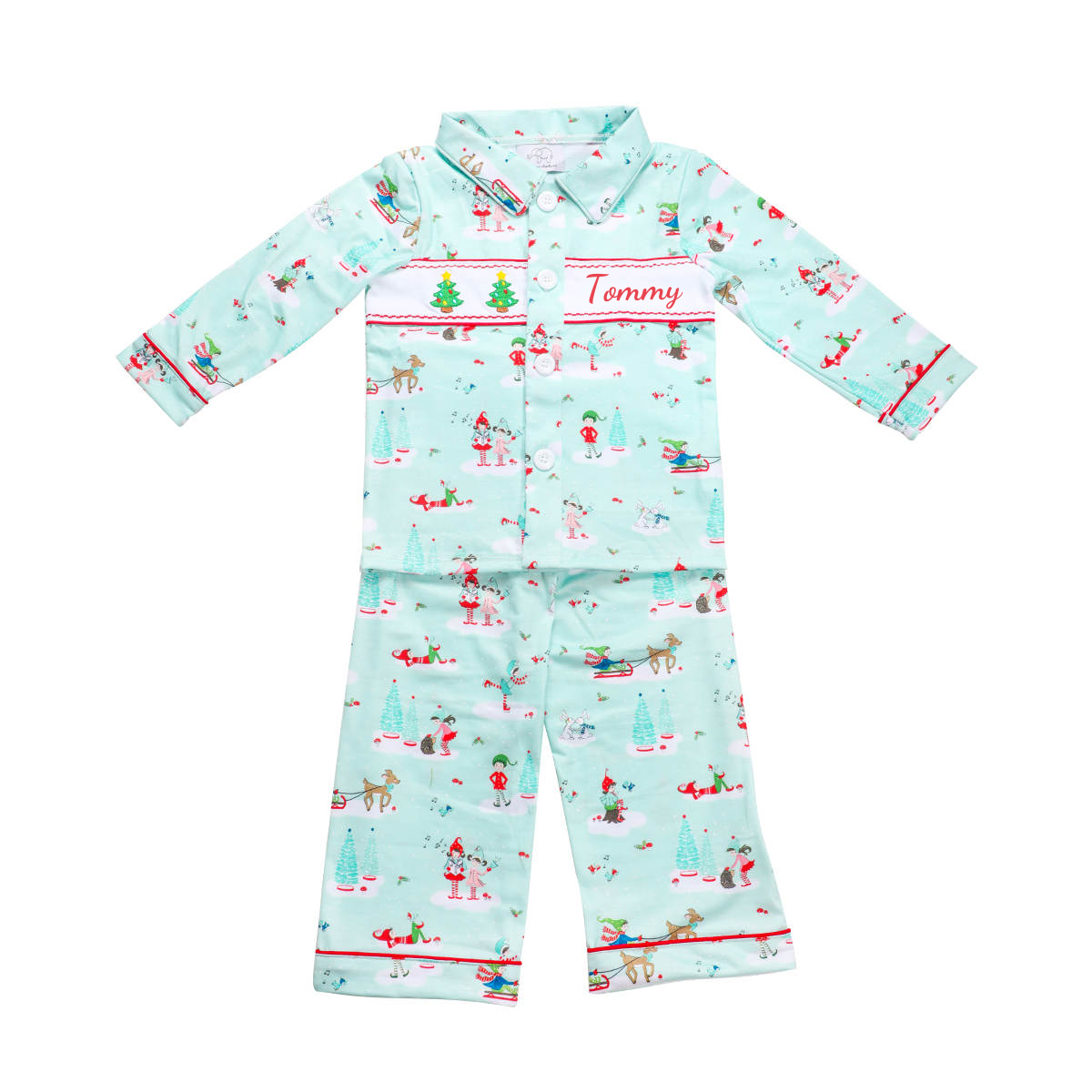 Personalised Blue Christmas Sleighing Boys Pyjamas