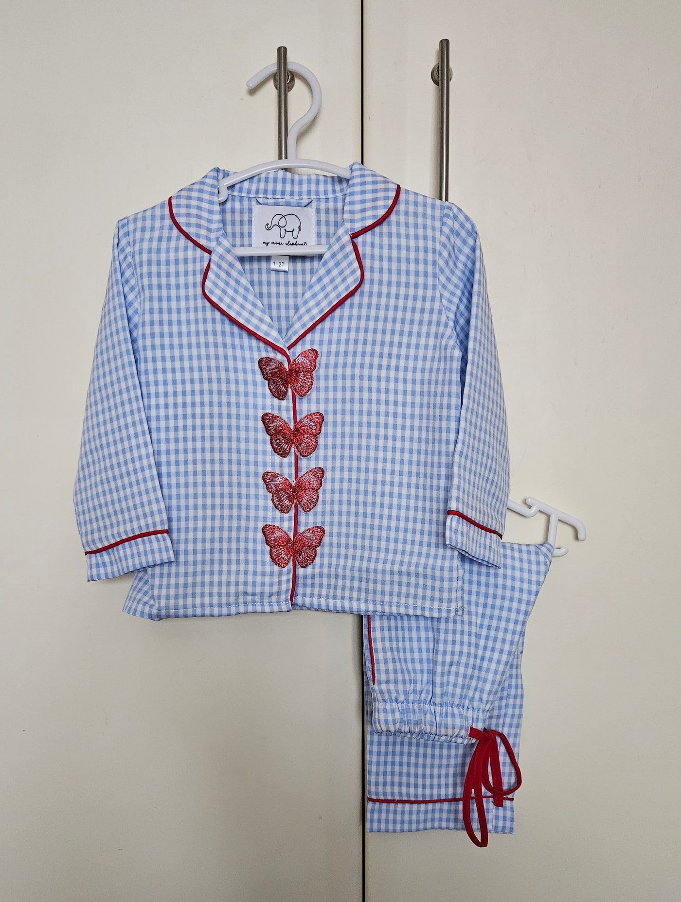 Childrens’ Blue Gingham Butterfly Pyjamas