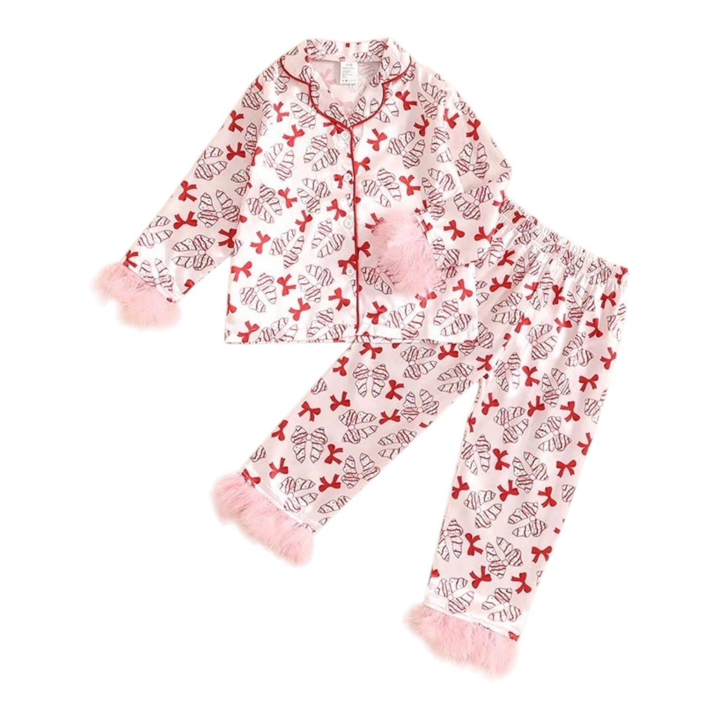 Childrens' Christmas Feather Bow Pyjamas