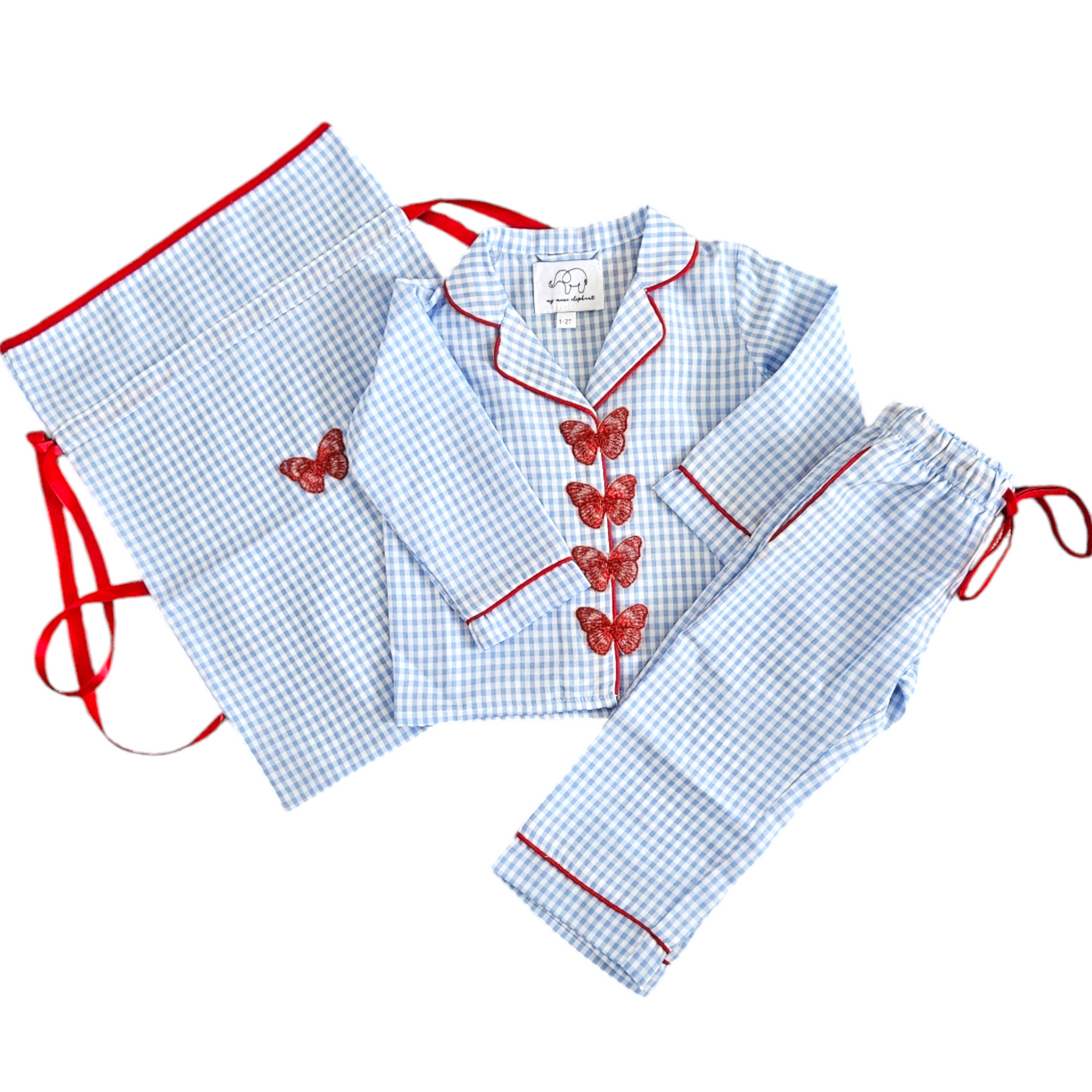 Childrens’ Blue Gingham Butterfly Pyjamas