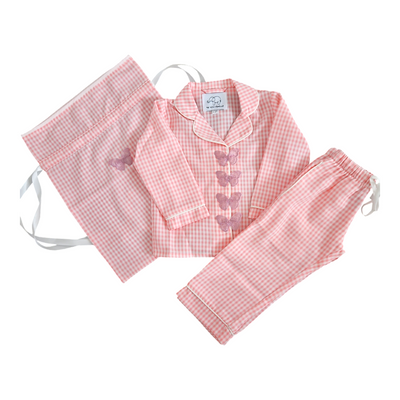 Childrens’ Pink Gingham Butterfly Pyjamas