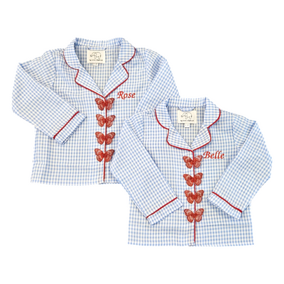 Childrens’ Blue Gingham Butterfly Pyjamas