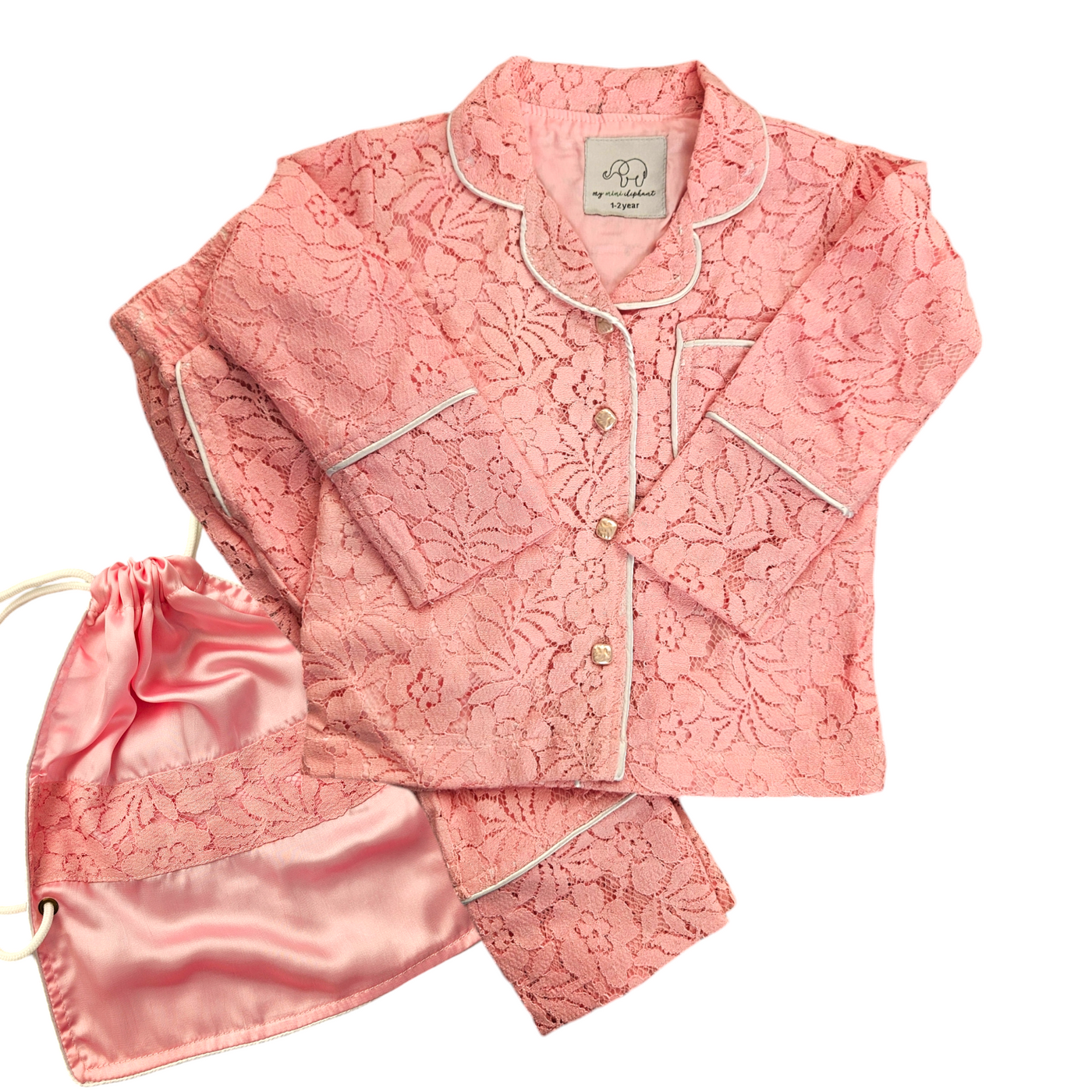 Womens' Pink Lace Pyjamas