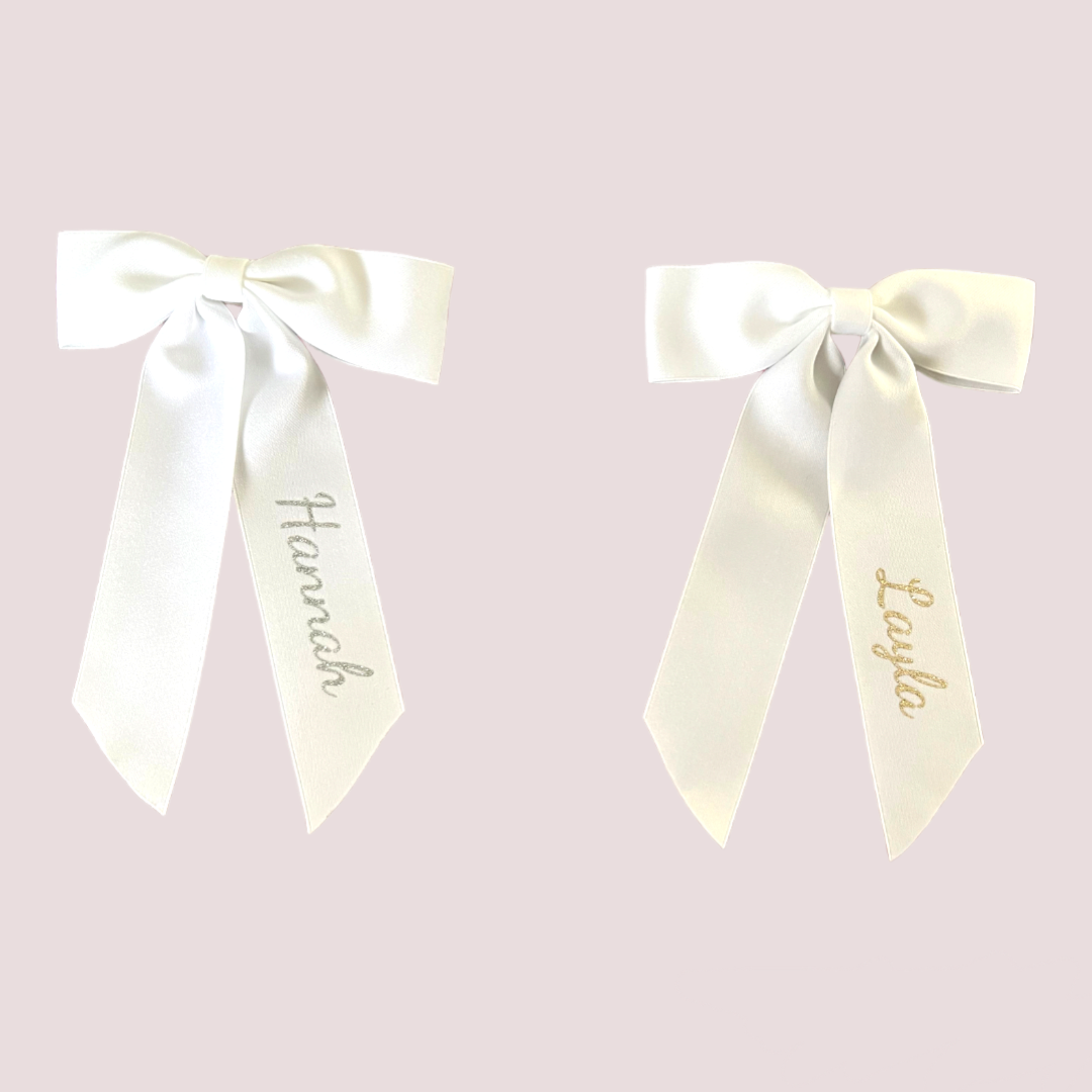 Personalised White Hair Bow Clip