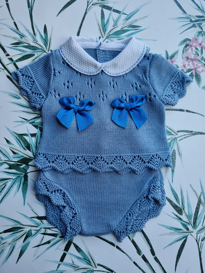 Indigo Blue Crochet Knit 2 Piece Set