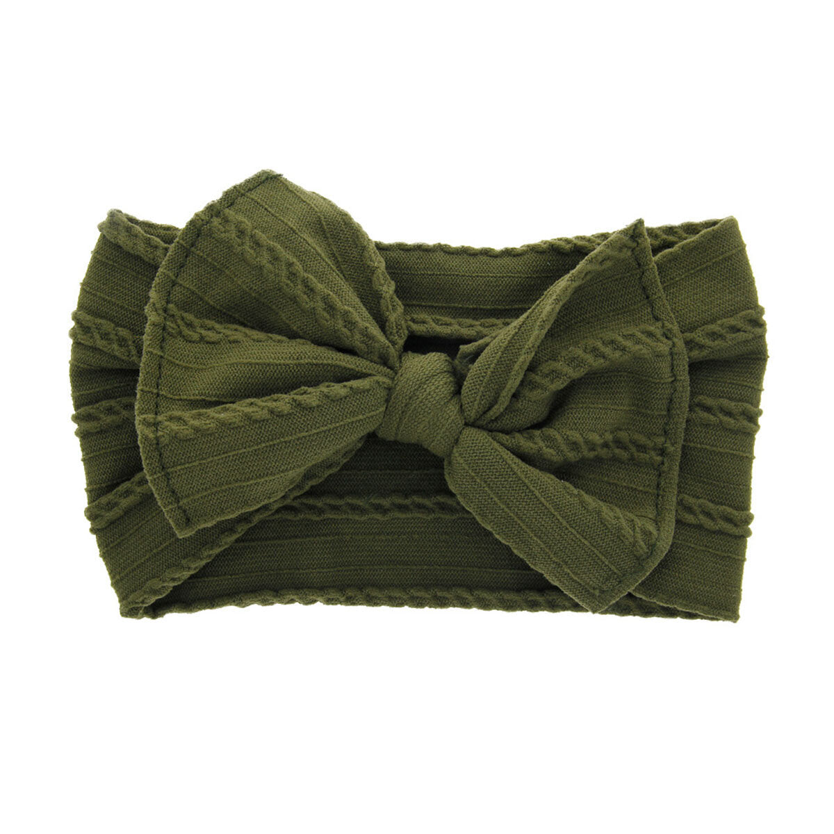 Khaki Ribbed Bow Headband