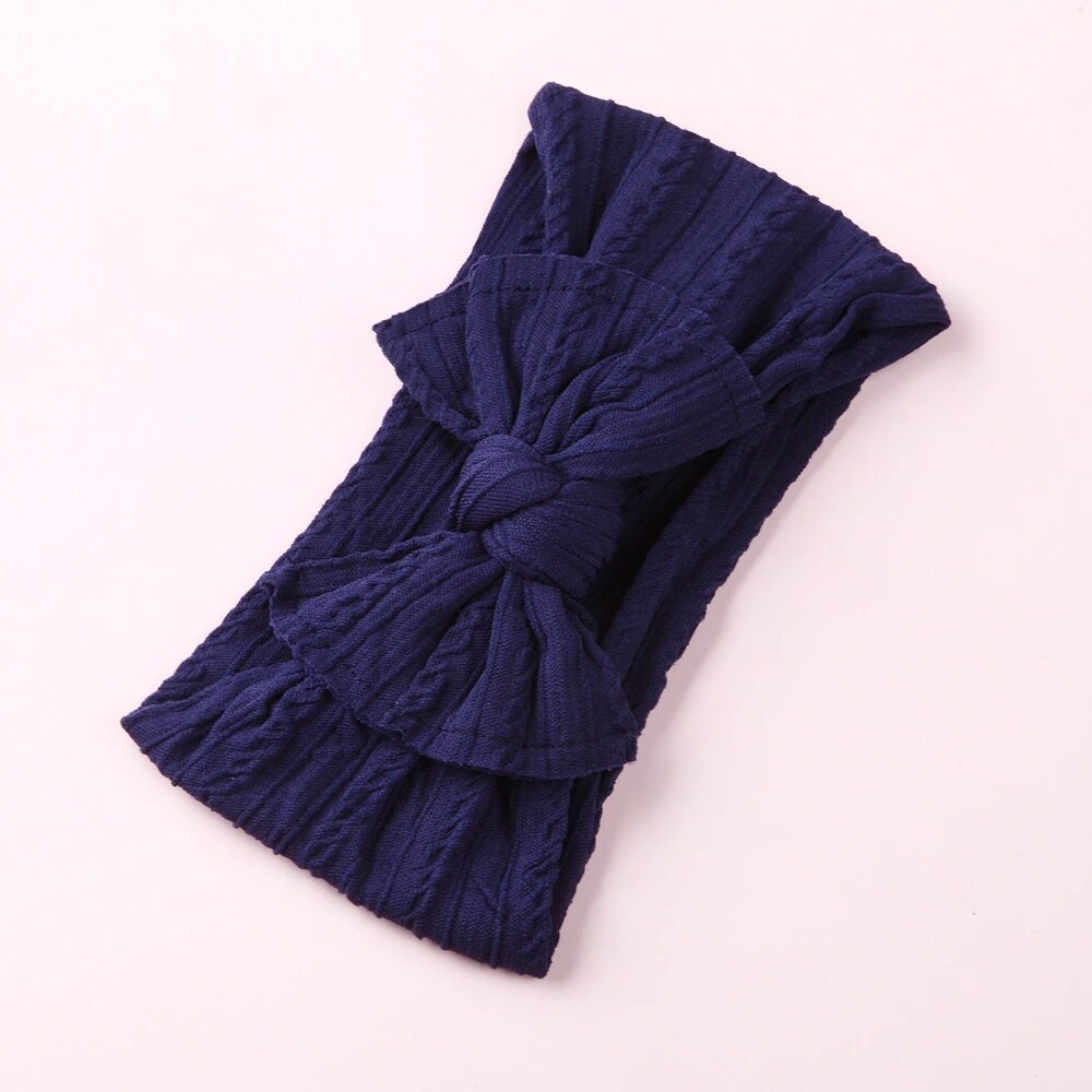 Navy Ribbed Bow Headband