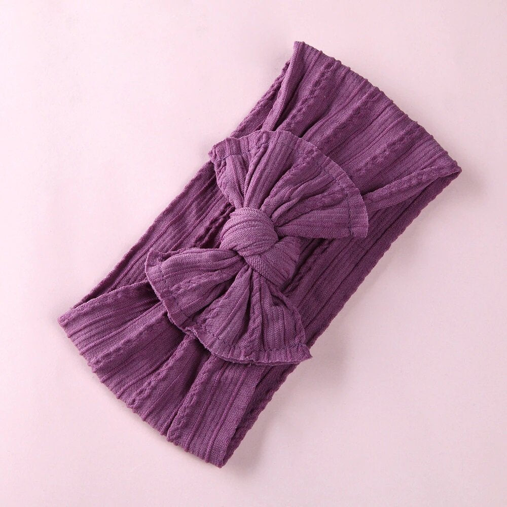 Purple Ribbed Bow Headband