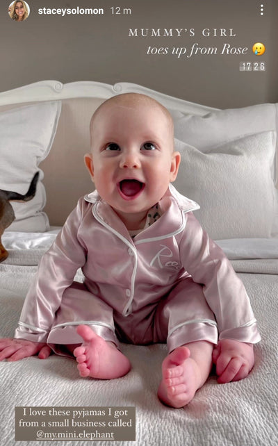 Red Satin Pyjamas (As worn by Stacey Solomon's baby Rose In Dusty Light Pink)