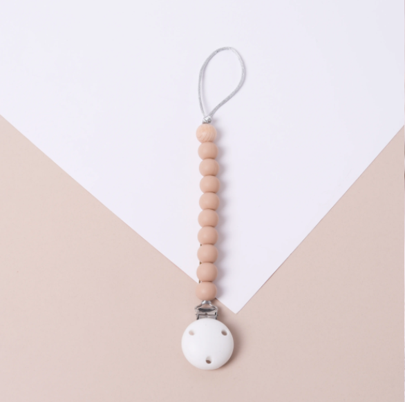Toffee Beaded Silicone Dummy Clip