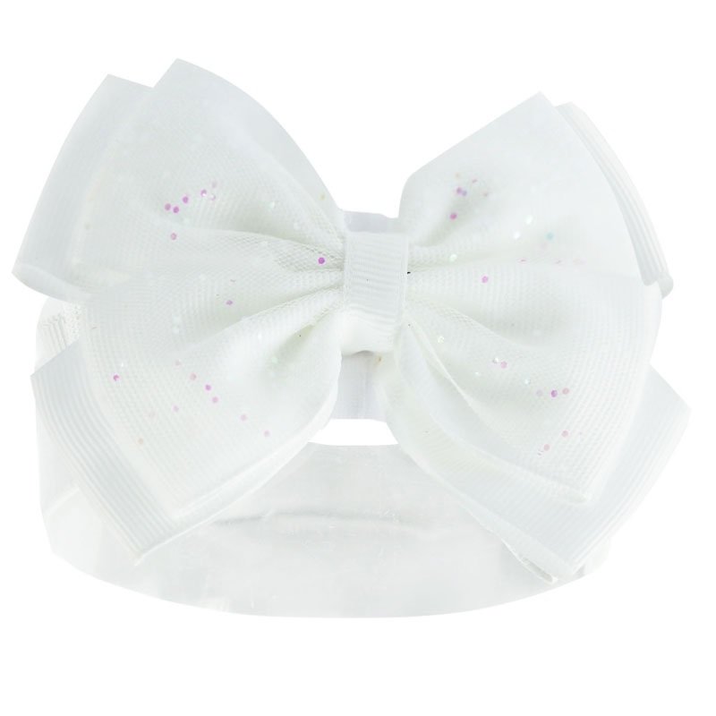 White Glitter Bow Headband