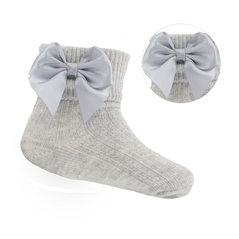 Grey Ankle Bow Socks