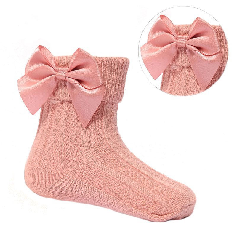 Dusty Pink Ankle Bow Socks