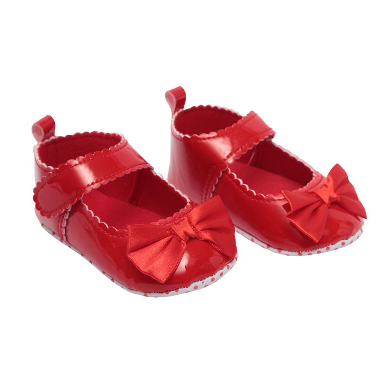 Red Patent Scallop Bow Shoes