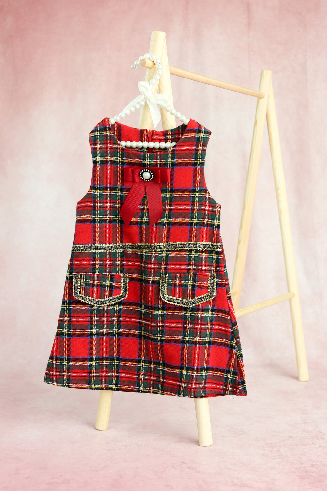 Red tartan pinafore dress on sale