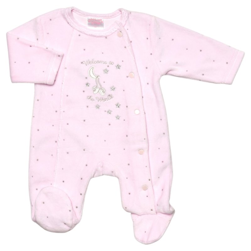 Pink 'Welcome To The World' Sleepsuit